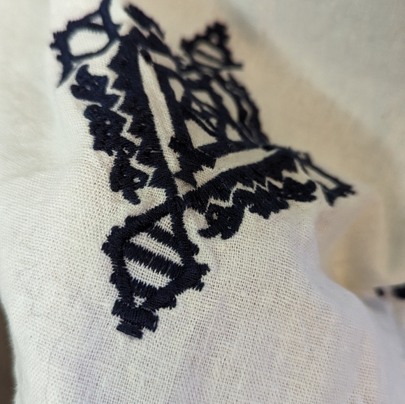 Athena Marie szS linen blend sleeveless embroidered white shift dress EUC - Picture 6 of 7